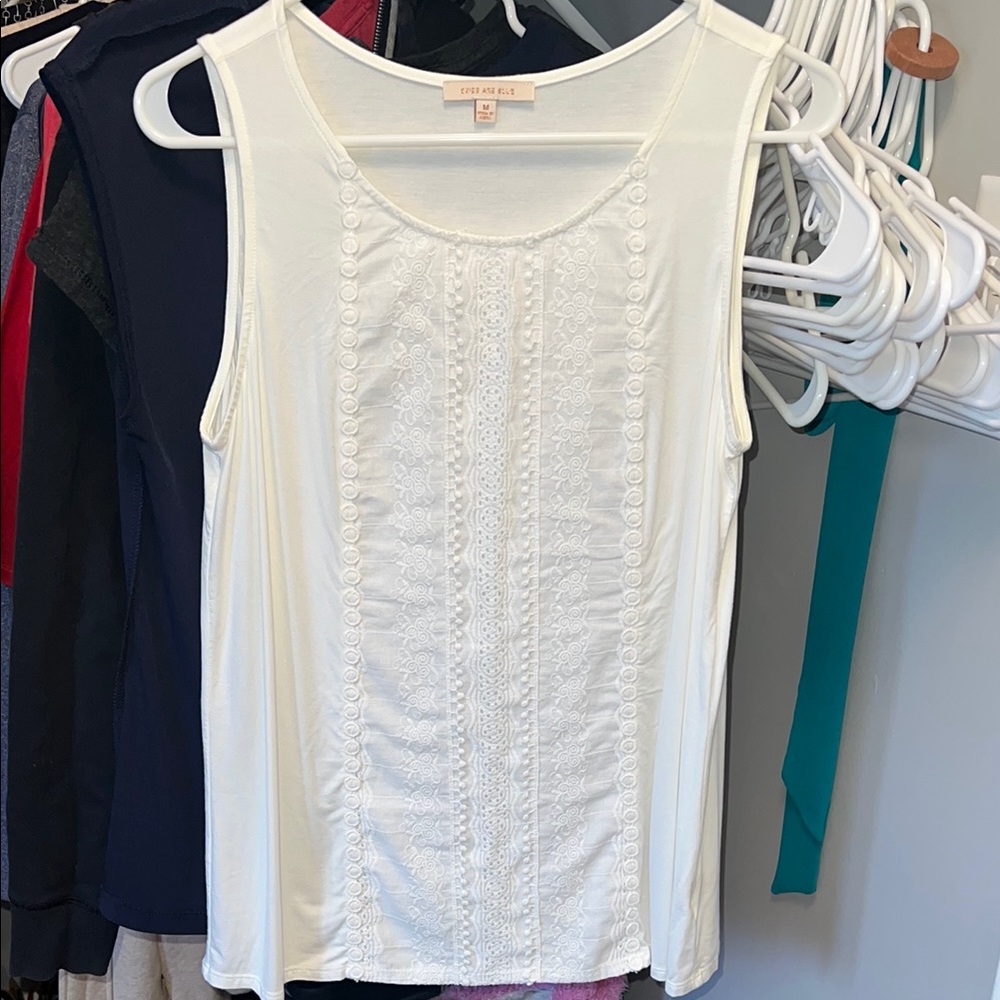 Stitchfix White Sleeveless Top